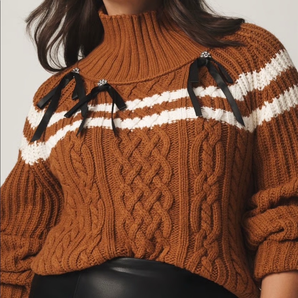 Anthropologie Maeve balloon sleeve bow sweater - size medium. Like new!